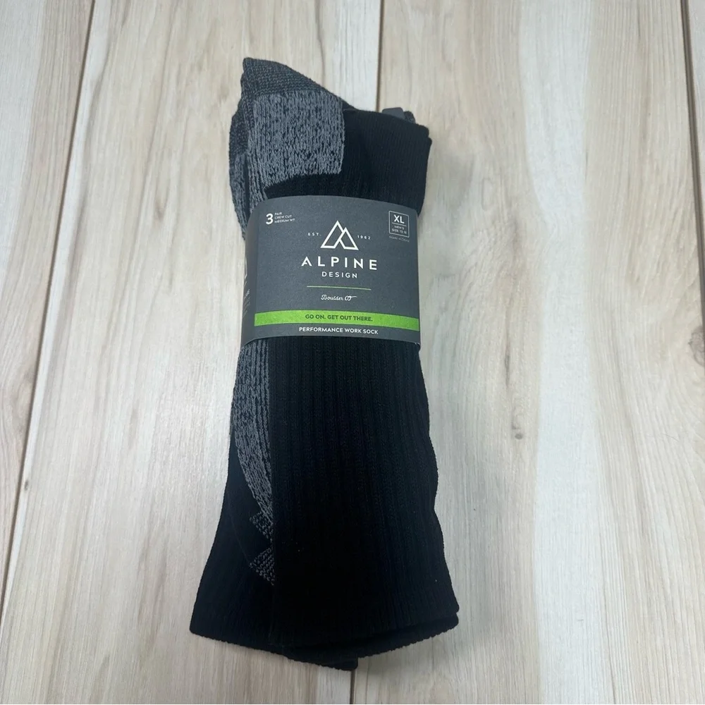 Alpine Design Performance Work Crew Socks 3pk Men’s Size X-Large Shoe Sz‎ 13-15